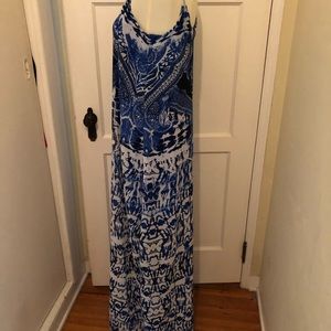 Blue white batik like maxi